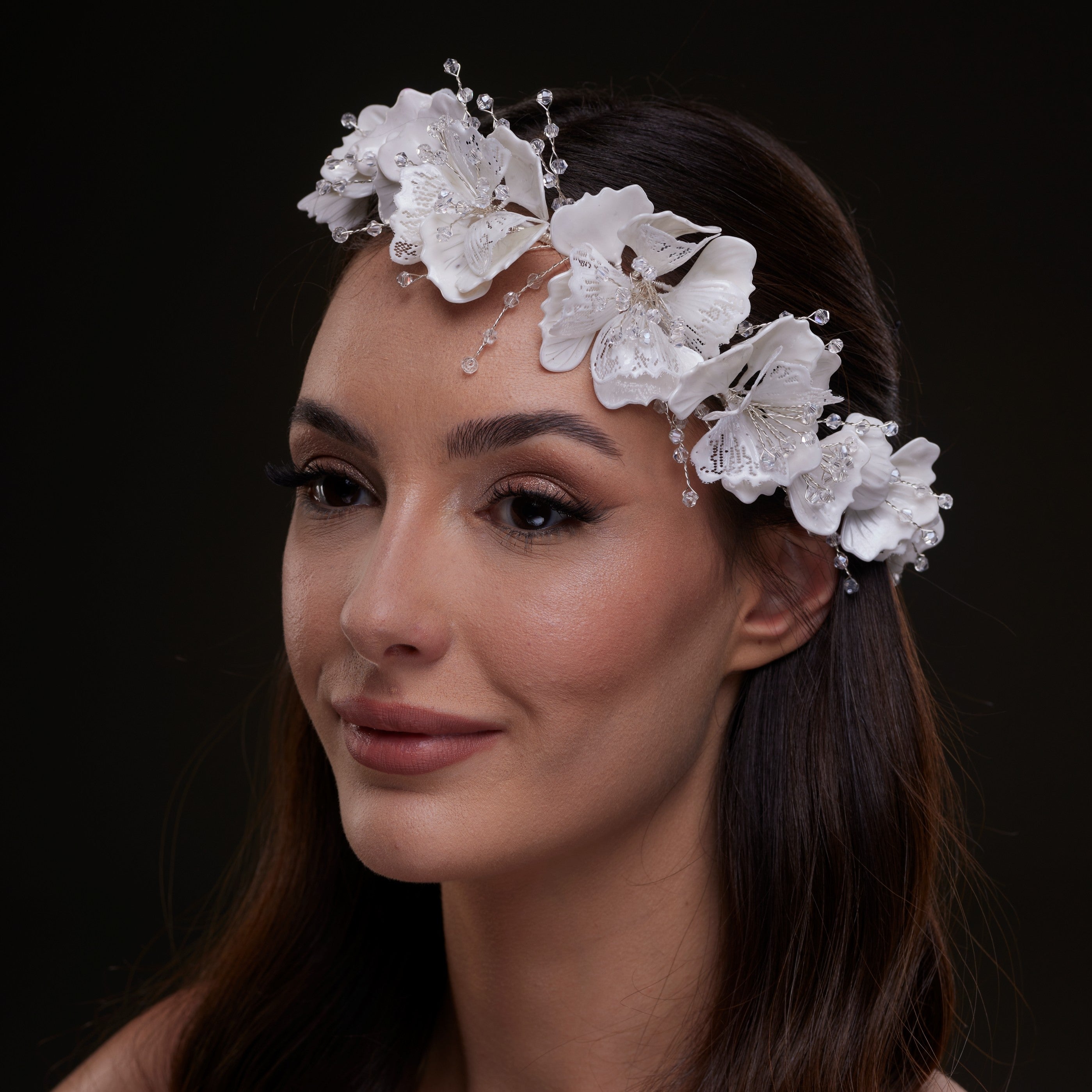 White Orchid Hair Vine by Bridal Port