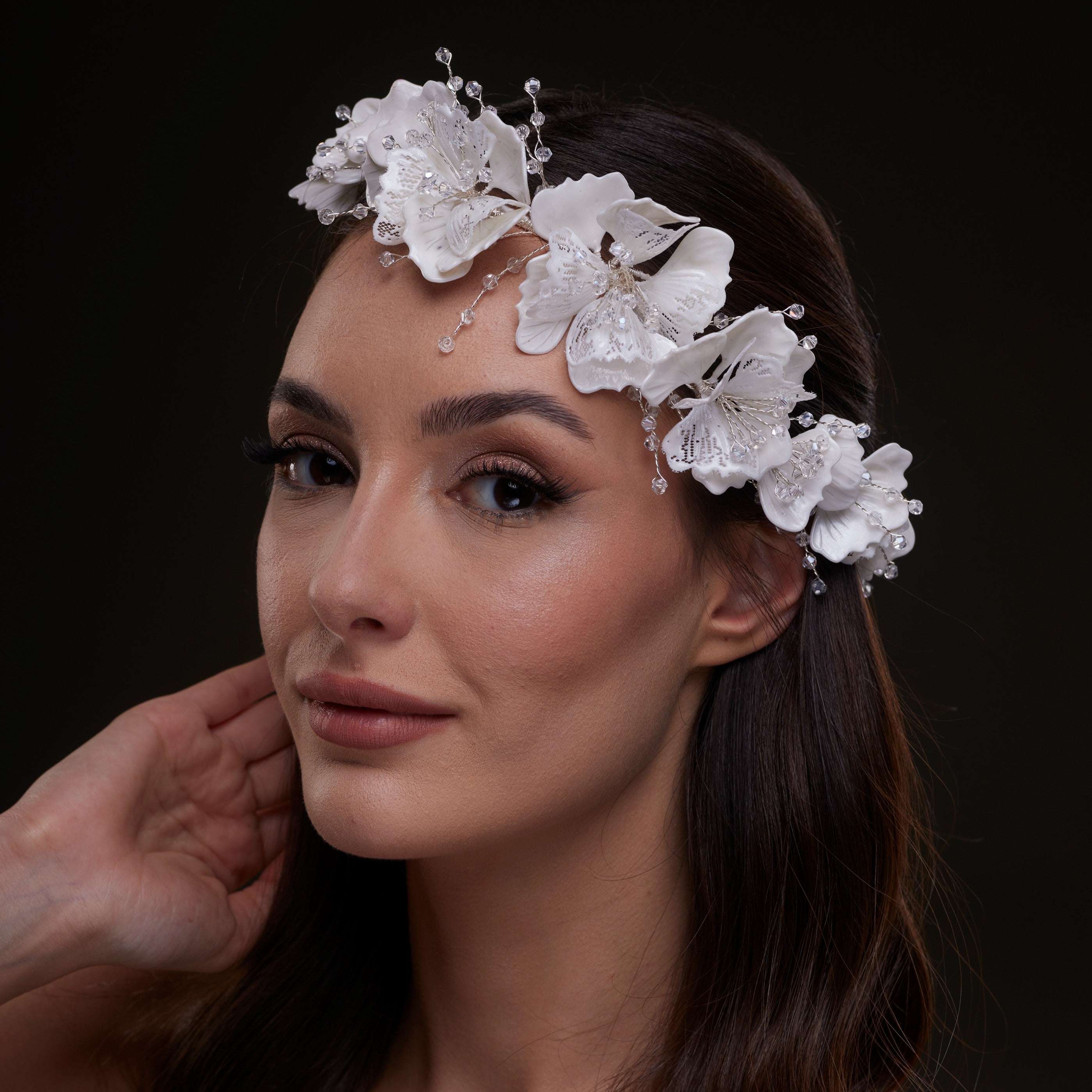 White Orchid Hair Vine by Bridal Port