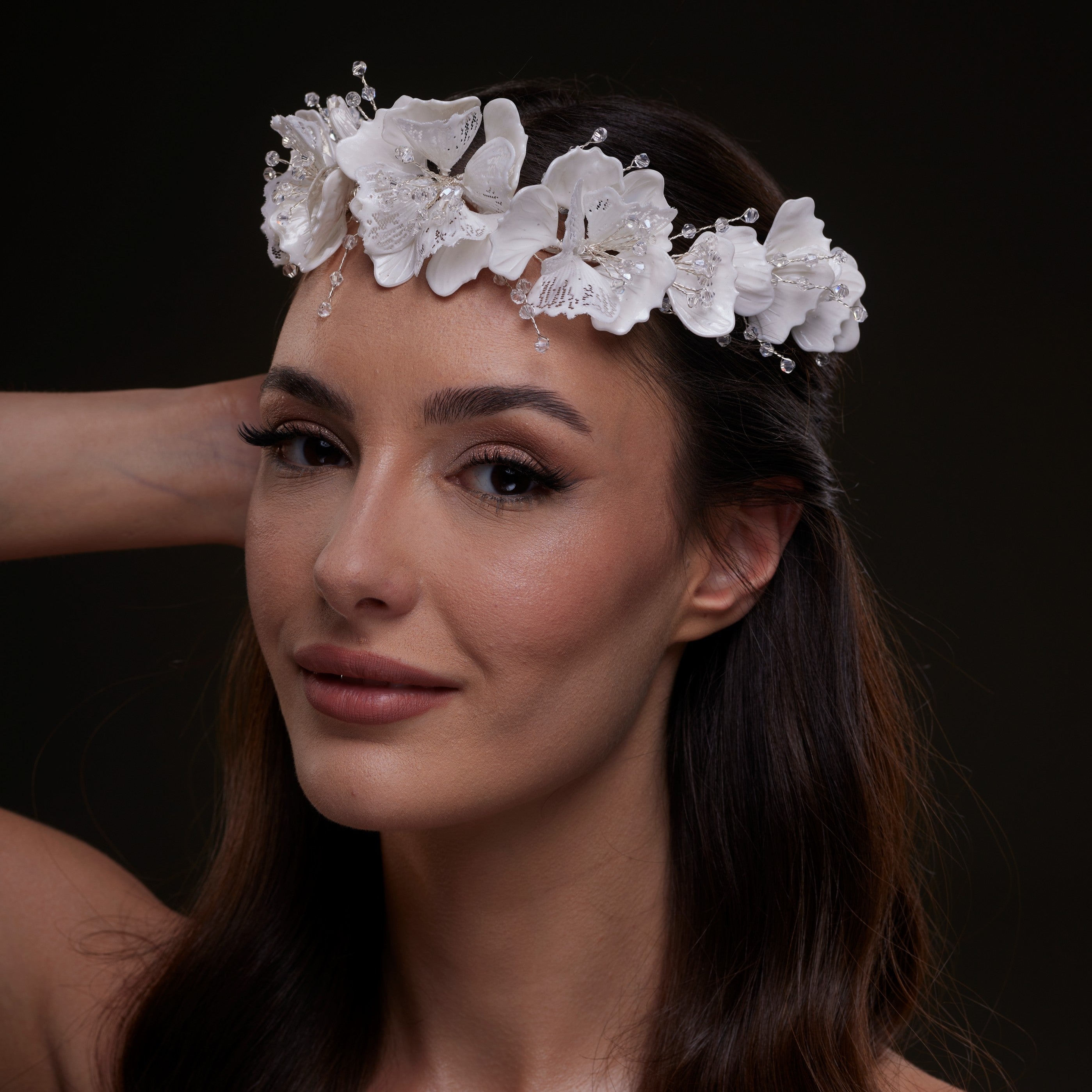 White Orchid Hair Vine by Bridal Port