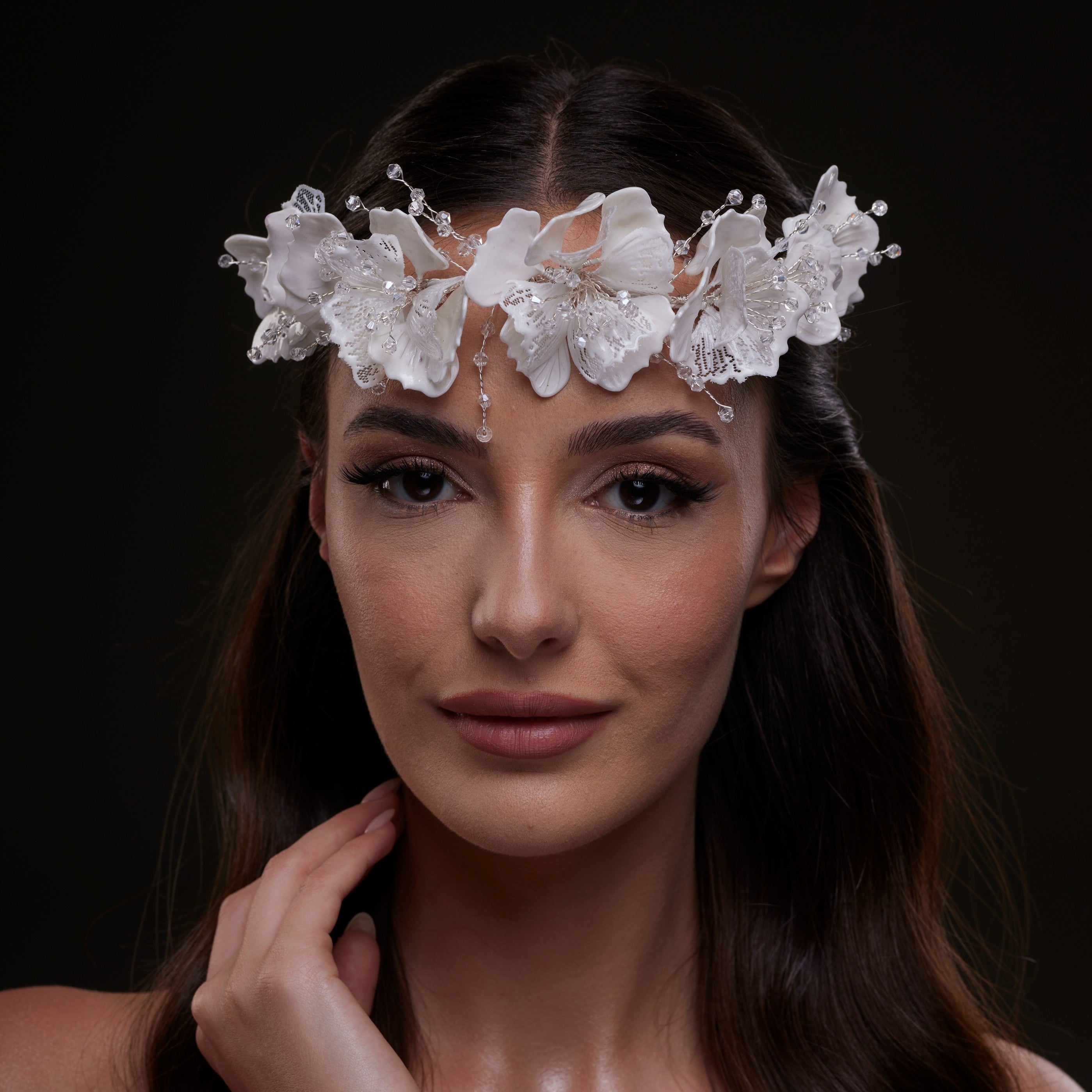 White Orchid Hair Vine by Bridal Port