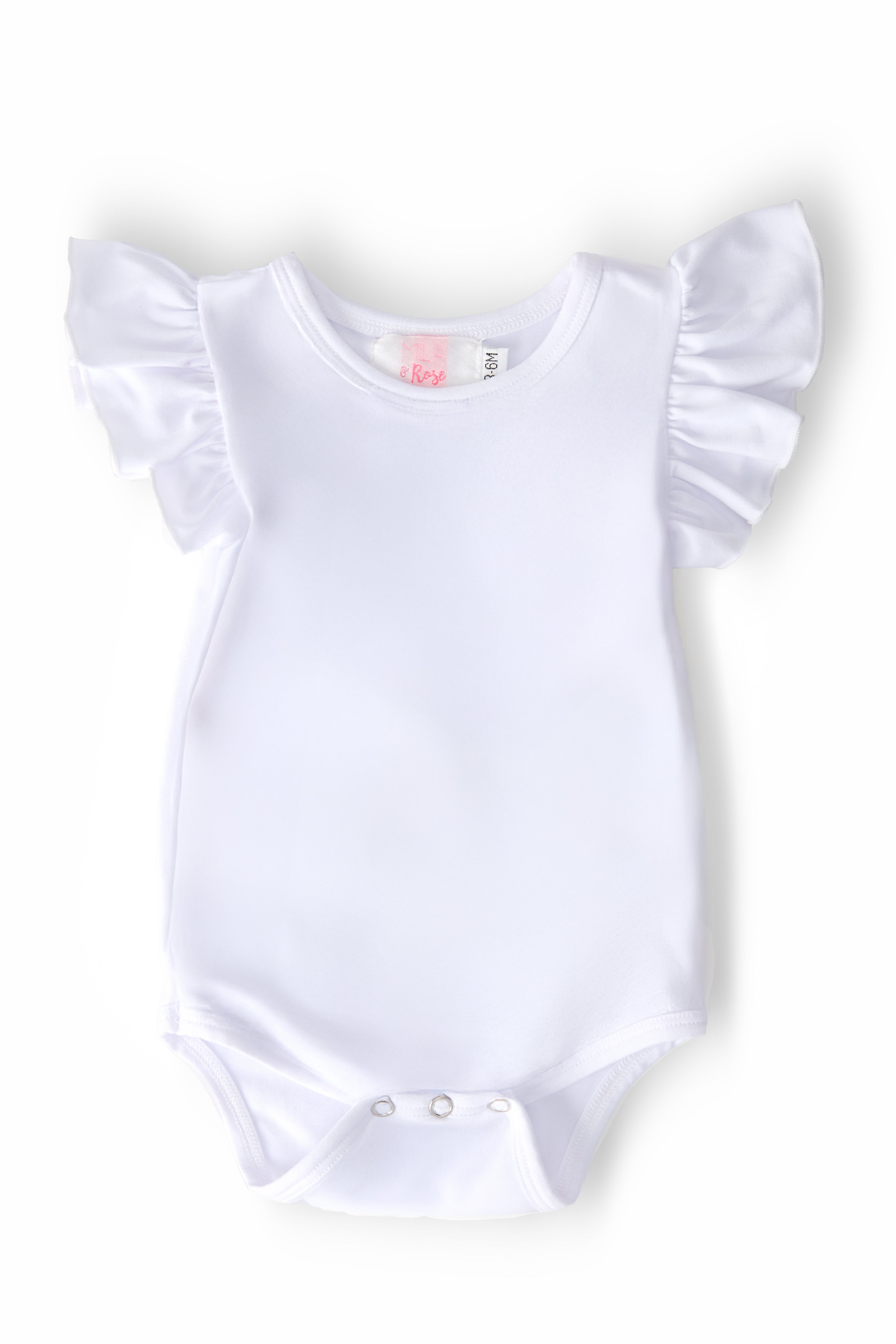 White S/S Flutter Bodysuit by Mila & Rose ®