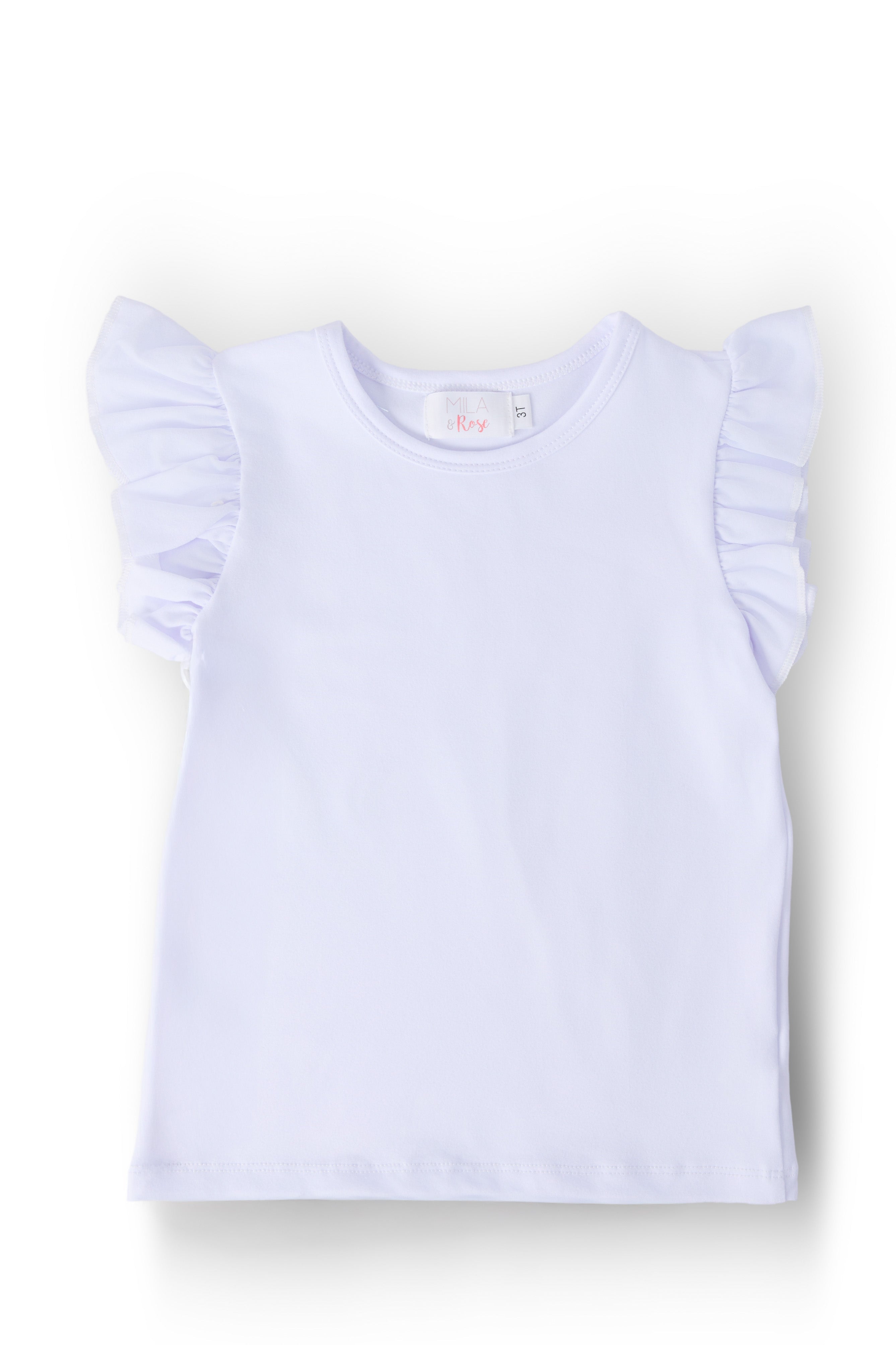 White S/S Ruffle Tee by Mila & Rose ®