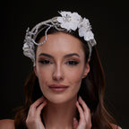 White Sequin Floral Hair Band by Bridal Port