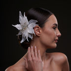 Large White Flower Bridal Hair Comb by Bridal Port