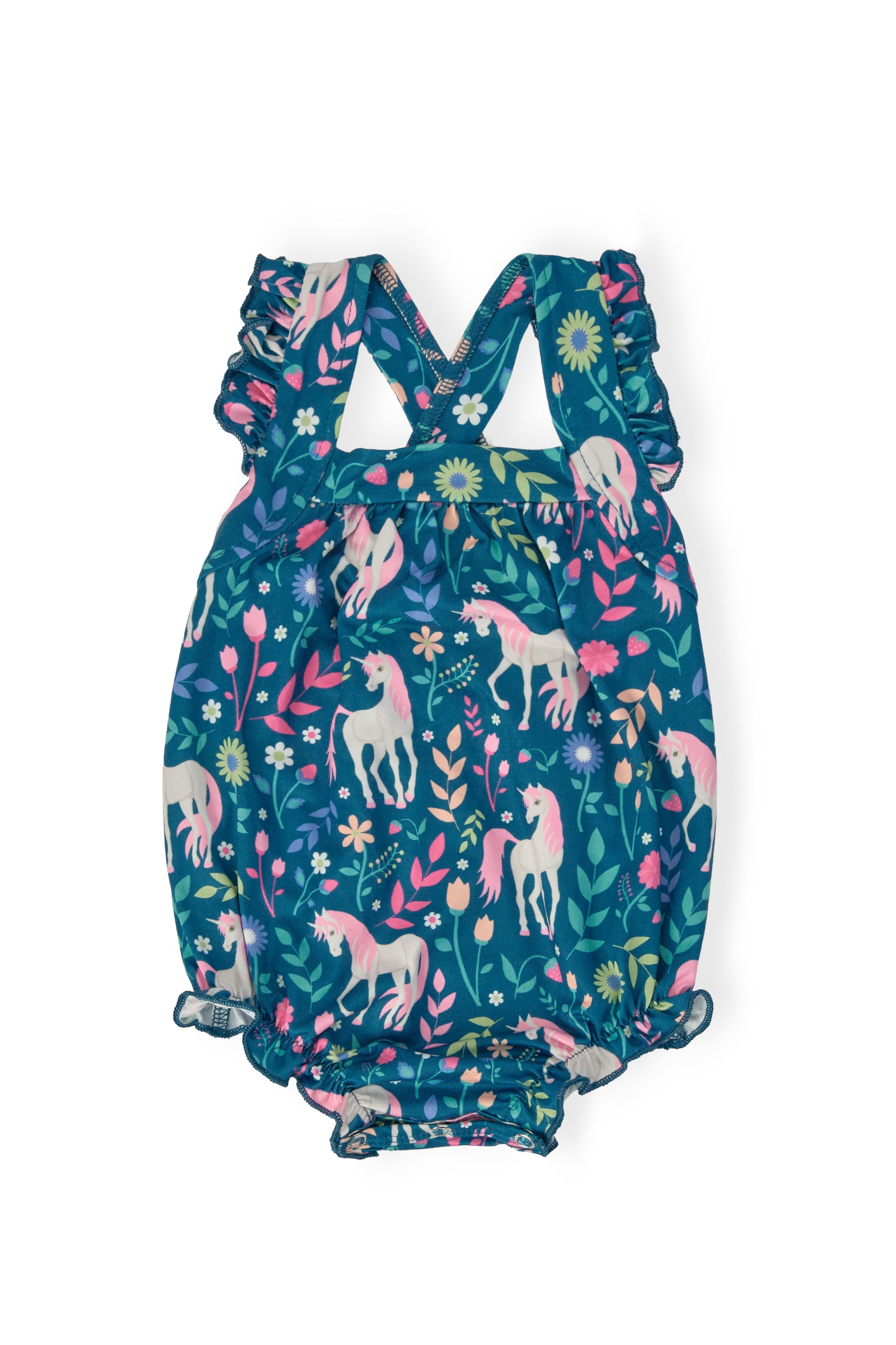 Wish Upon a Unicorn Ruffle Cross Back Romper by Mila & Rose ®