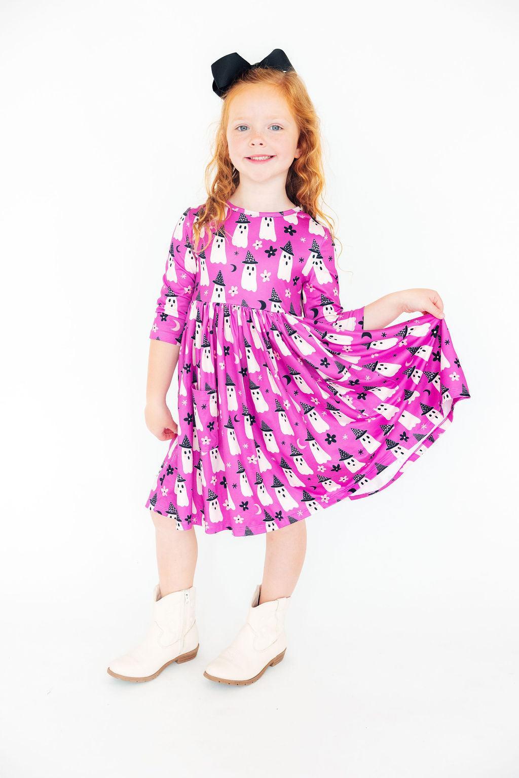 Witches Boo 3/4 Sleeve Pocket Twirl Dress by Mila & Rose ®