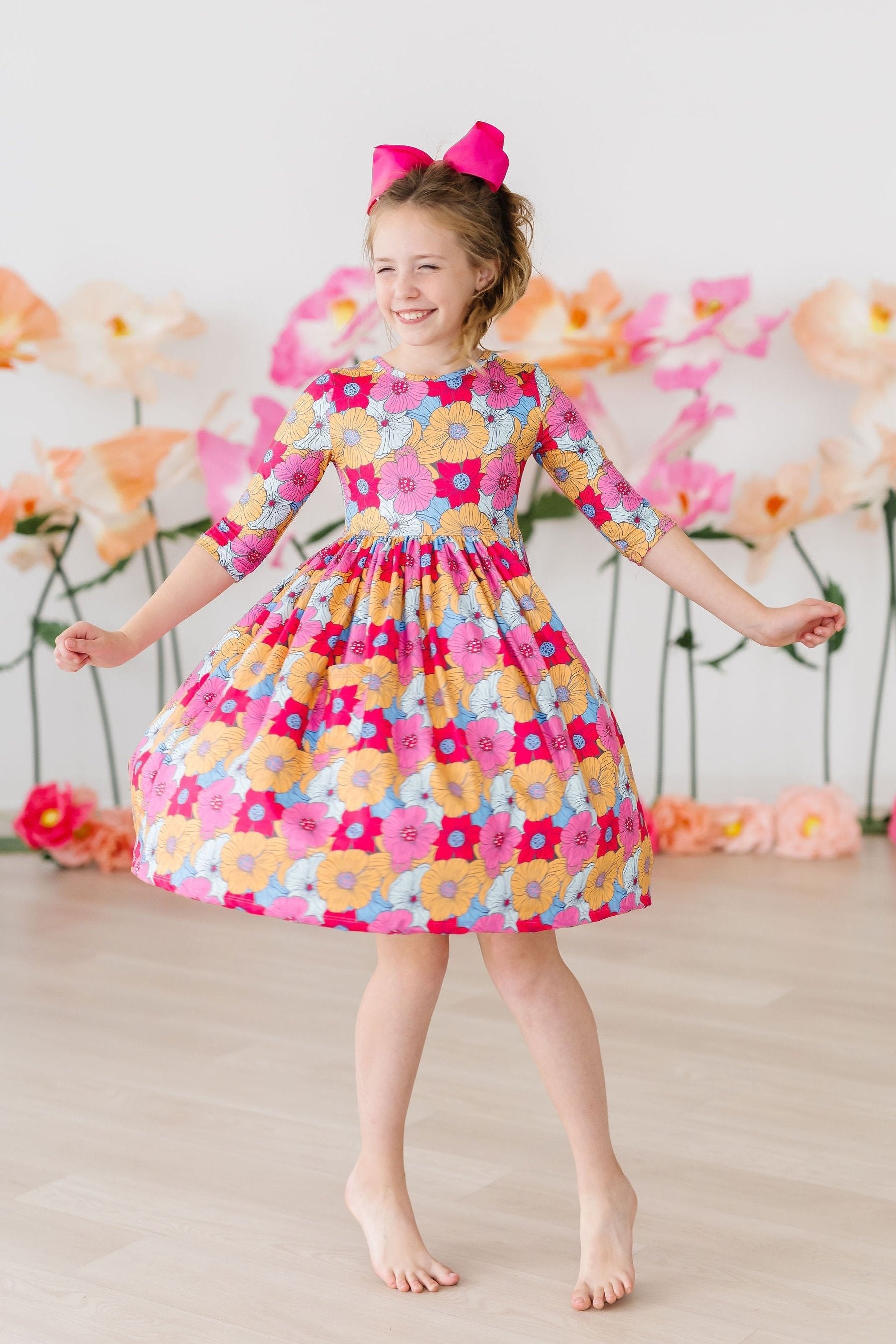 SALE Wonderland Floral 3/4 Sleeve Pocket Twirl Dress by Mila & Rose ®