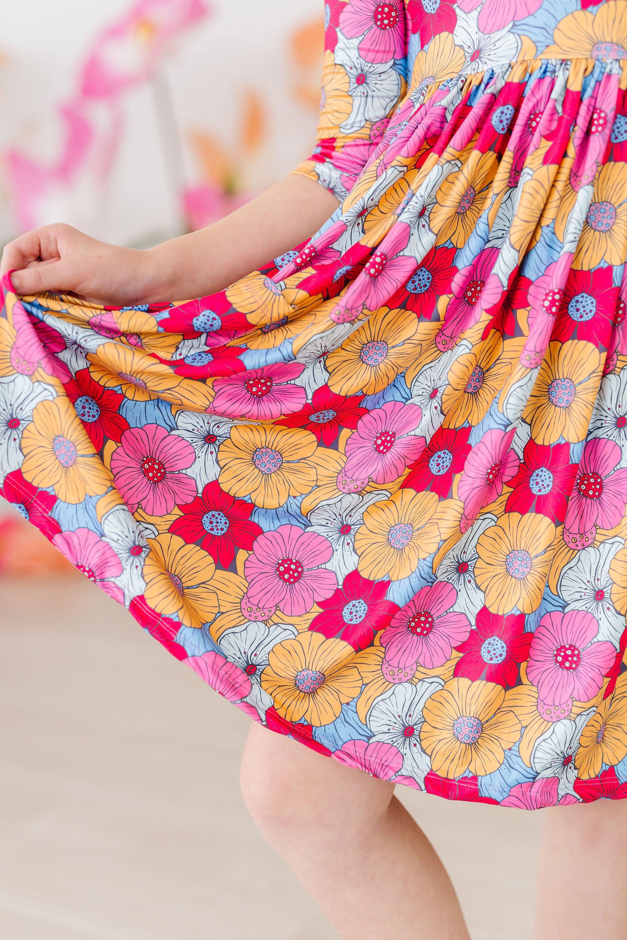 SALE Wonderland Floral 3/4 Sleeve Pocket Twirl Dress by Mila & Rose ®