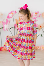 SALE Wonderland Floral 3/4 Sleeve Pocket Twirl Dress by Mila & Rose ®