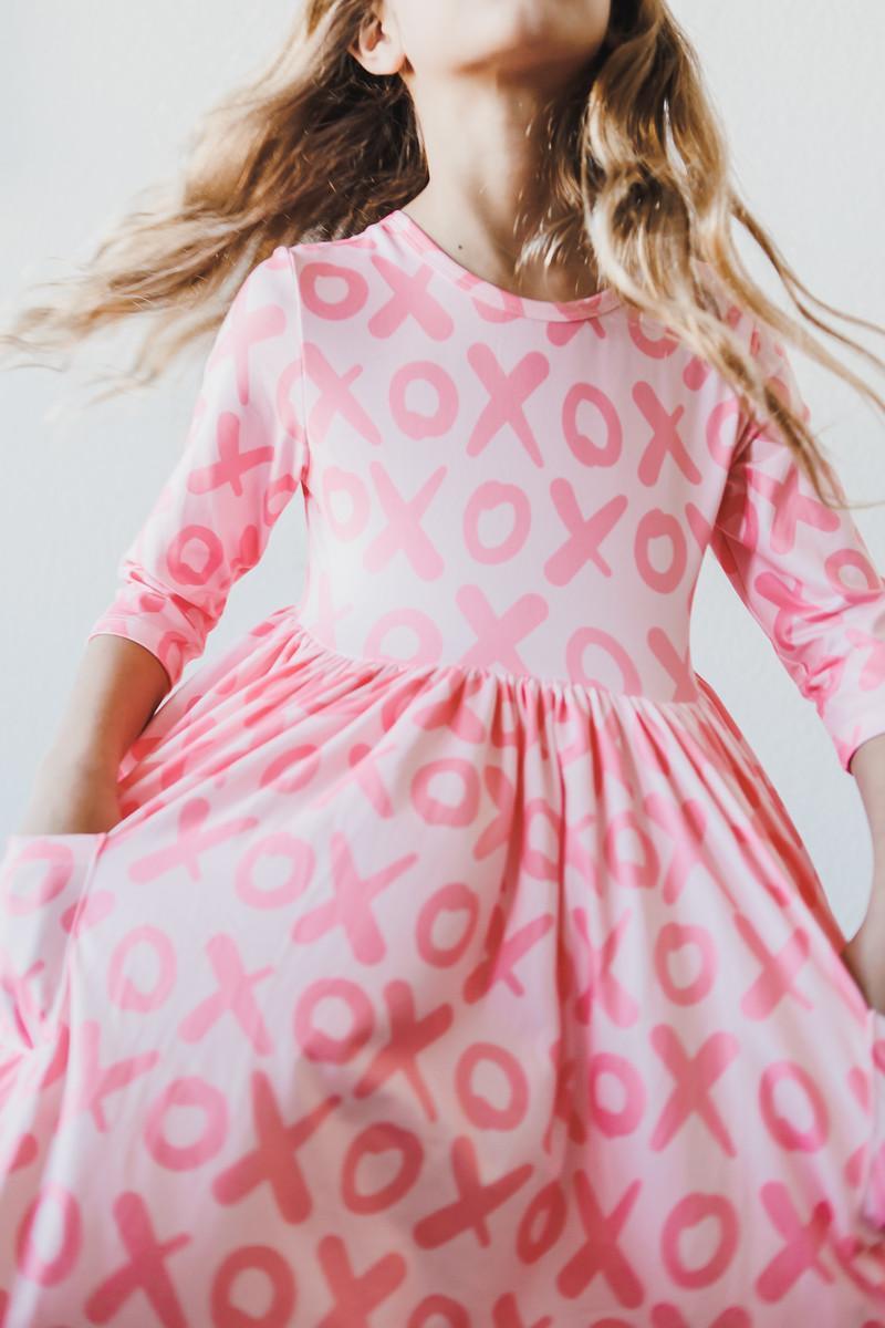 XOXO 3/4 Sleeve Pocket Twirl Dress by Mila & Rose ®