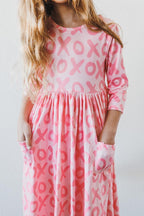 XOXO 3/4 Sleeve Pocket Twirl Dress by Mila & Rose ®