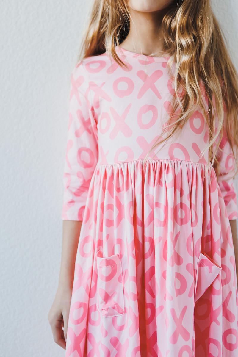 XOXO 3/4 Sleeve Pocket Twirl Dress by Mila & Rose ®
