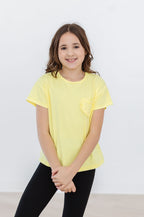 Yellow Ruffle Pocket Tee by Mila & Rose ®