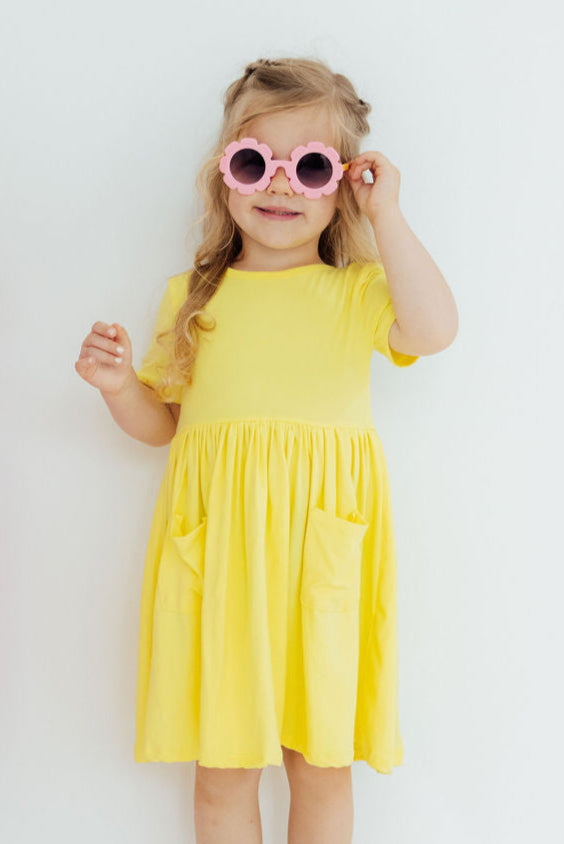 Yellow S/S Pocket Twirl Dress by Mila & Rose ®