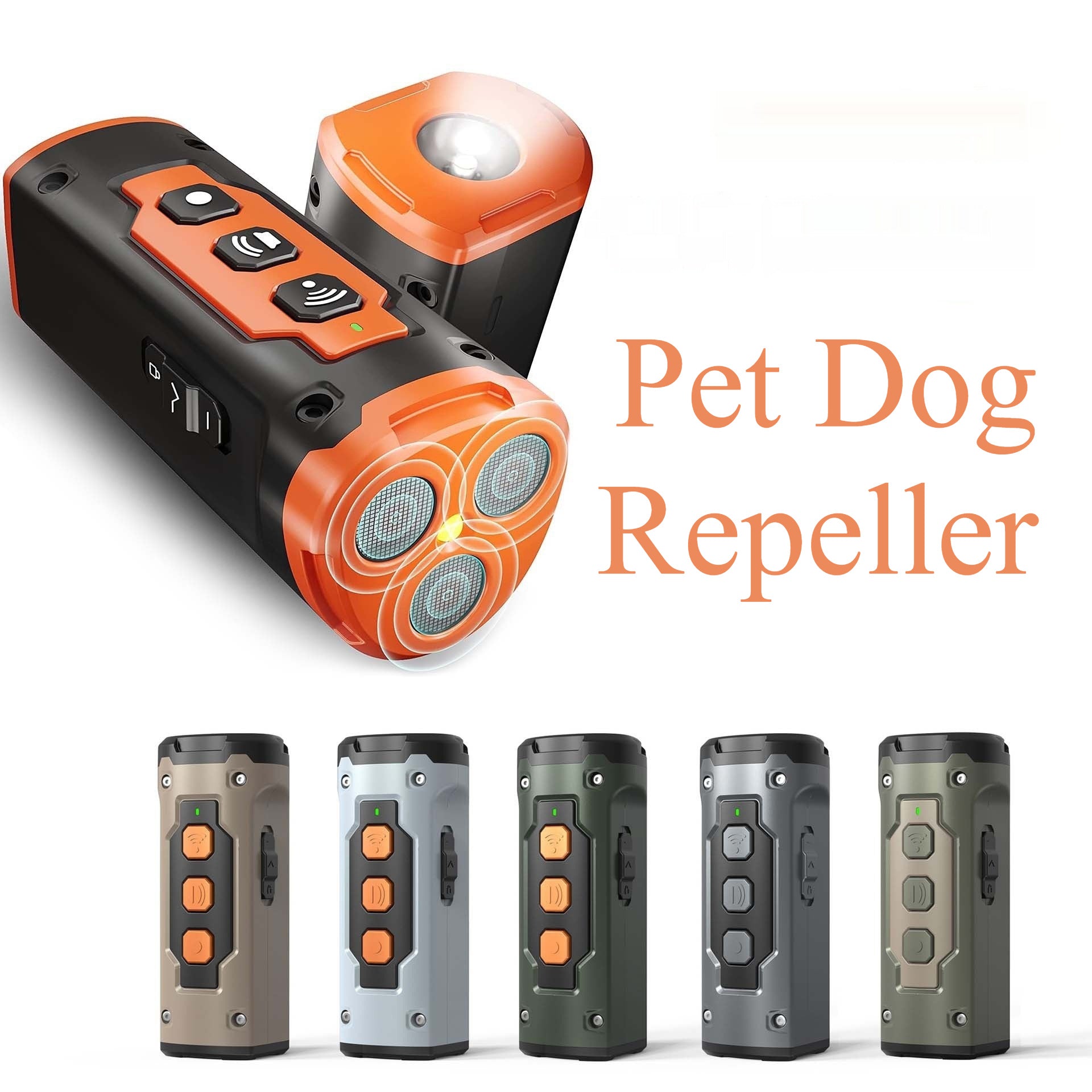 Dog Drive Ultrasonic Three-head Bark Plug Torch Dog Drive Artifact Anti Dog Bark Deterrent Device With LED Flashlight by My Store