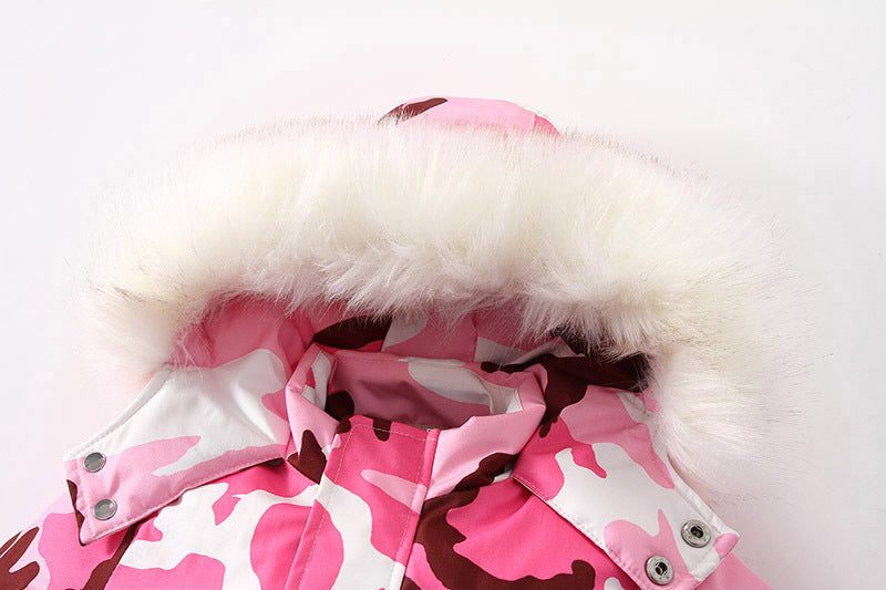 Waterproof Winter Ski Jumpsuit With A Fur-lined Collar For Kids by Baby Joy