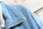 Women's Oversized Washed Denim Jacket – Hooded Loose Korean Style