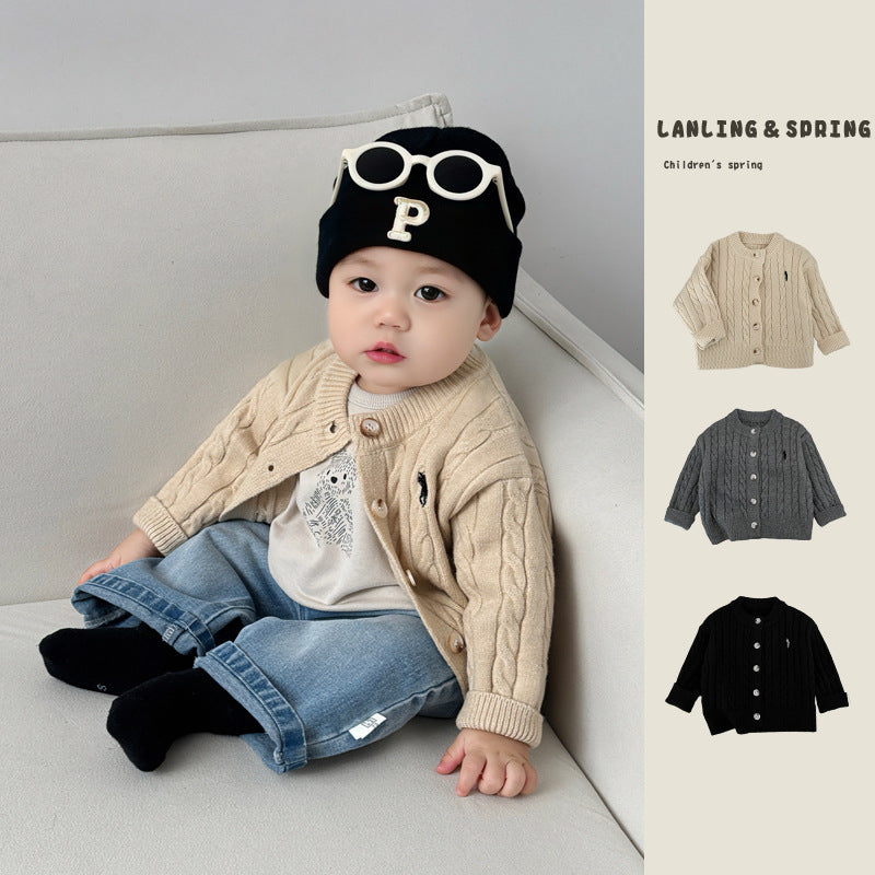 Fashionable Embroidered Casual Knitted Cardigan Childrens Sweater by Baby Joy