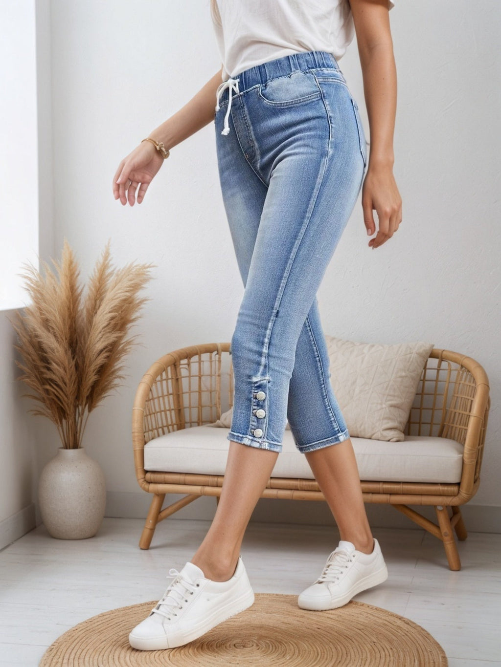 Women’s Drawstring Denim Shorts