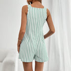Women's Sleeveless Linen Blend Romper Shorts – Loose Fit Jumpsuit by FitiqueFit