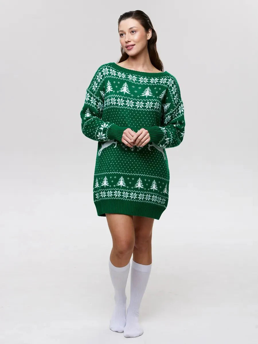 Anita Knit Dress - Christmas Knit Long Sleeve Dress for Stylish Holiday Cheer by Celidior