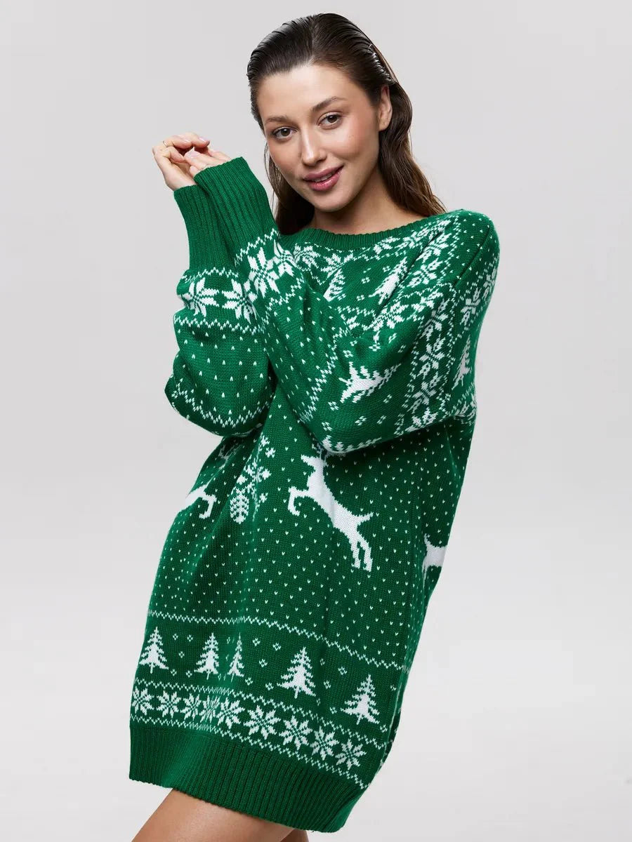 Anita Knit Dress - Christmas Knit Long Sleeve Dress for Stylish Holiday Cheer by Celidior