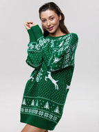 Anita Knit Dress - Christmas Knit Long Sleeve Dress for Stylish Holiday Cheer by Celidior