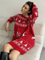 Anita Knit Dress - Christmas Knit Long Sleeve Dress for Stylish Holiday Cheer by Celidior