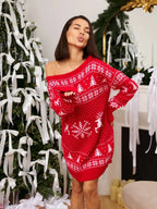 Anita Knit Dress - Christmas Knit Long Sleeve Dress for Stylish Holiday Cheer by Celidior