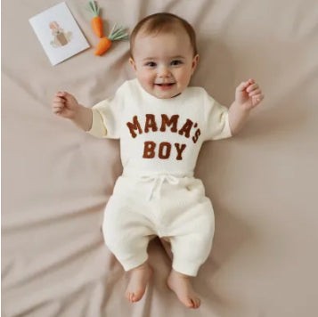 Two-piece Set For Baby Boys Apricot-colored Long-sleeve Bodysuit And Long Pants by Baby Joy