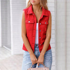 Women's Colorful Denim-Style Vest Jacket – Spring & Summer by FitiqueFit
