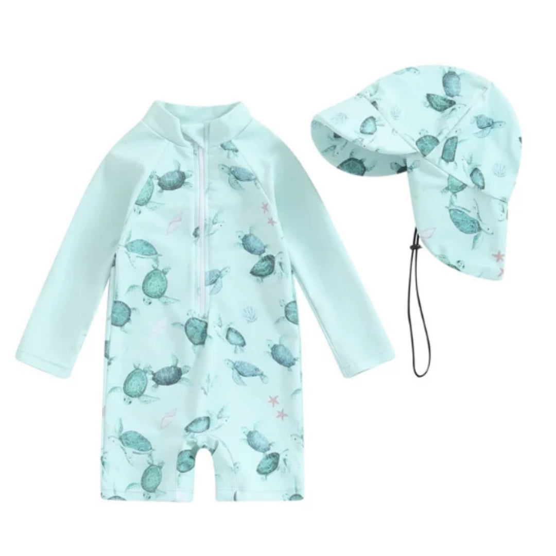 Baby Long-sleeved Onesie Swimsuit With Sun Protection for Boys And Girls by Baby Joy