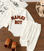 Two-piece Set For Baby Boys Apricot-colored Long-sleeve Bodysuit And Long Pants by Baby Joy