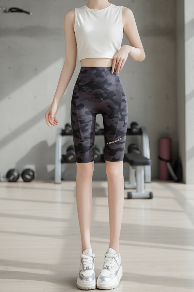 Camouflage Shark Slim-Fit Yoga Pants for Women – Multi-Length Camo Leggings by FitiqueFit