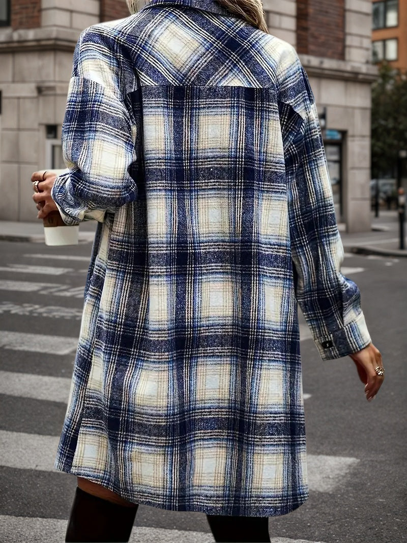 Women’s Plaid Shacket Set – Flannel Shirt Jacket & Distressed Denim Shorts by FitiqueFit