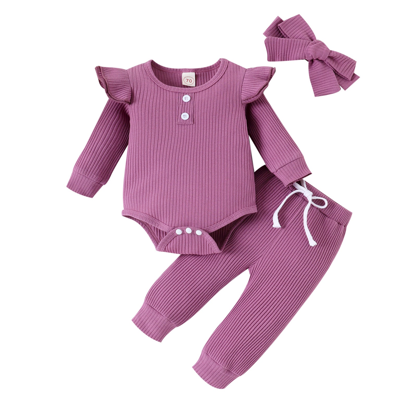 Casual Ribbed Long-sleeve Romper With Cap Sleeves by Baby Joy