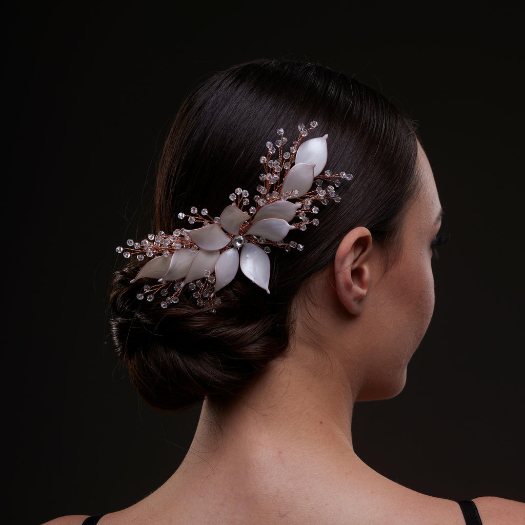 Handcrafted Rose Gold Bridal Hair Comb with Crystal Beads and Silver-Plated Wire - Elegant Wedding Hair Accessories for Brides and Bridesmaids by Bridal Port