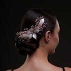 Handcrafted Rose Gold Bridal Hair Comb with Crystal Beads and Silver-Plated Wire - Elegant Wedding Hair Accessories for Brides and Bridesmaids by Bridal Port