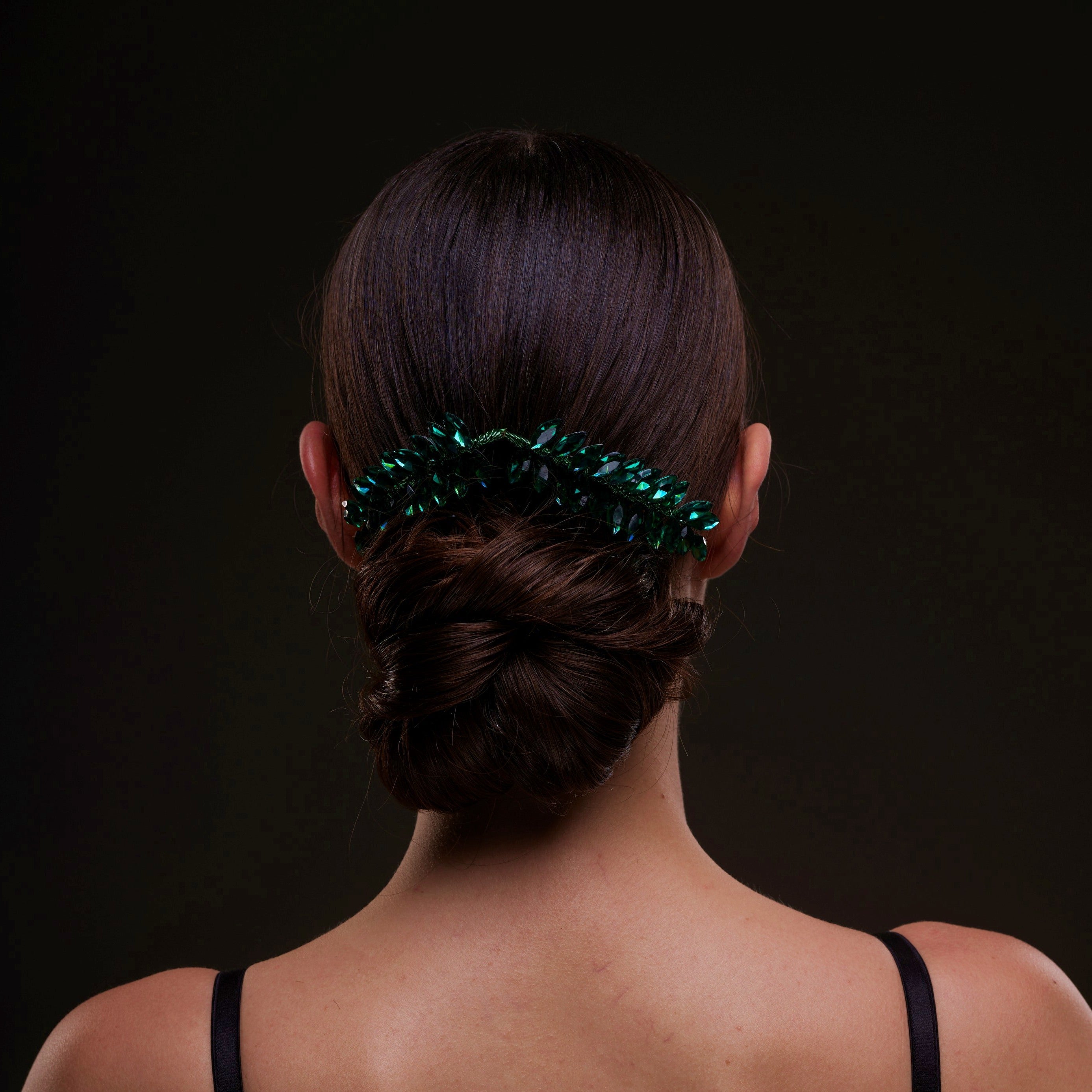 Emerald Green Crystal Leaf Hair Comb Set by Bridal Port
