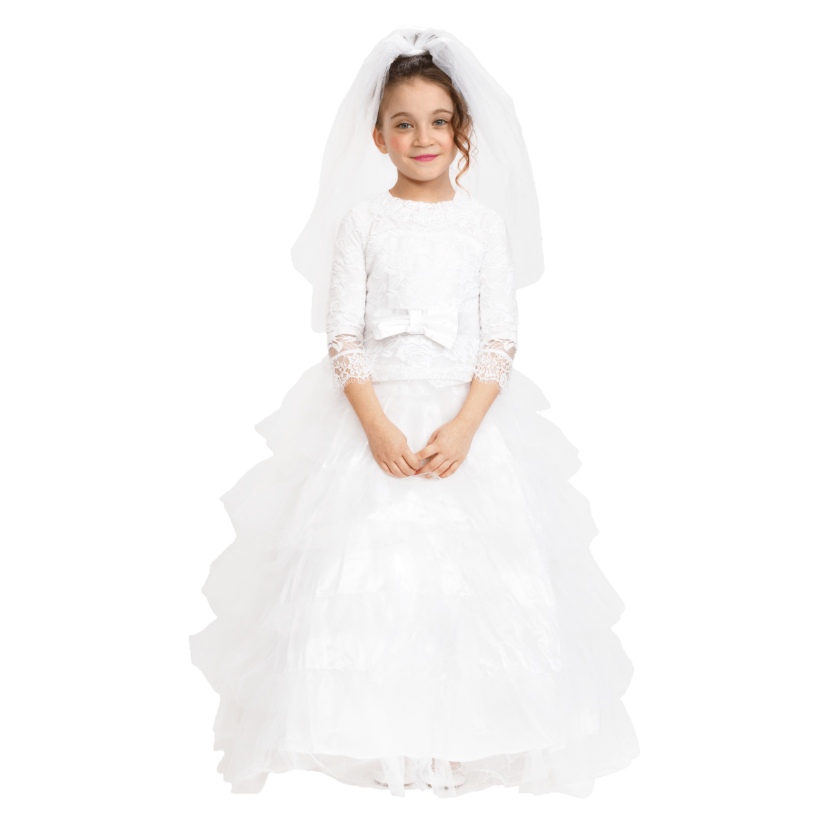 Bridal Dress with Wedding Veil - Kids by Dress Up America