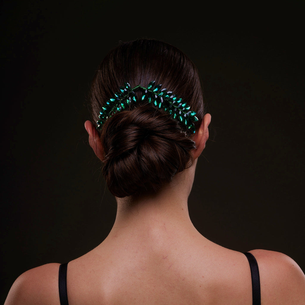 Emerald Green Crystal Leaf Hair Comb Set by Bridal Port