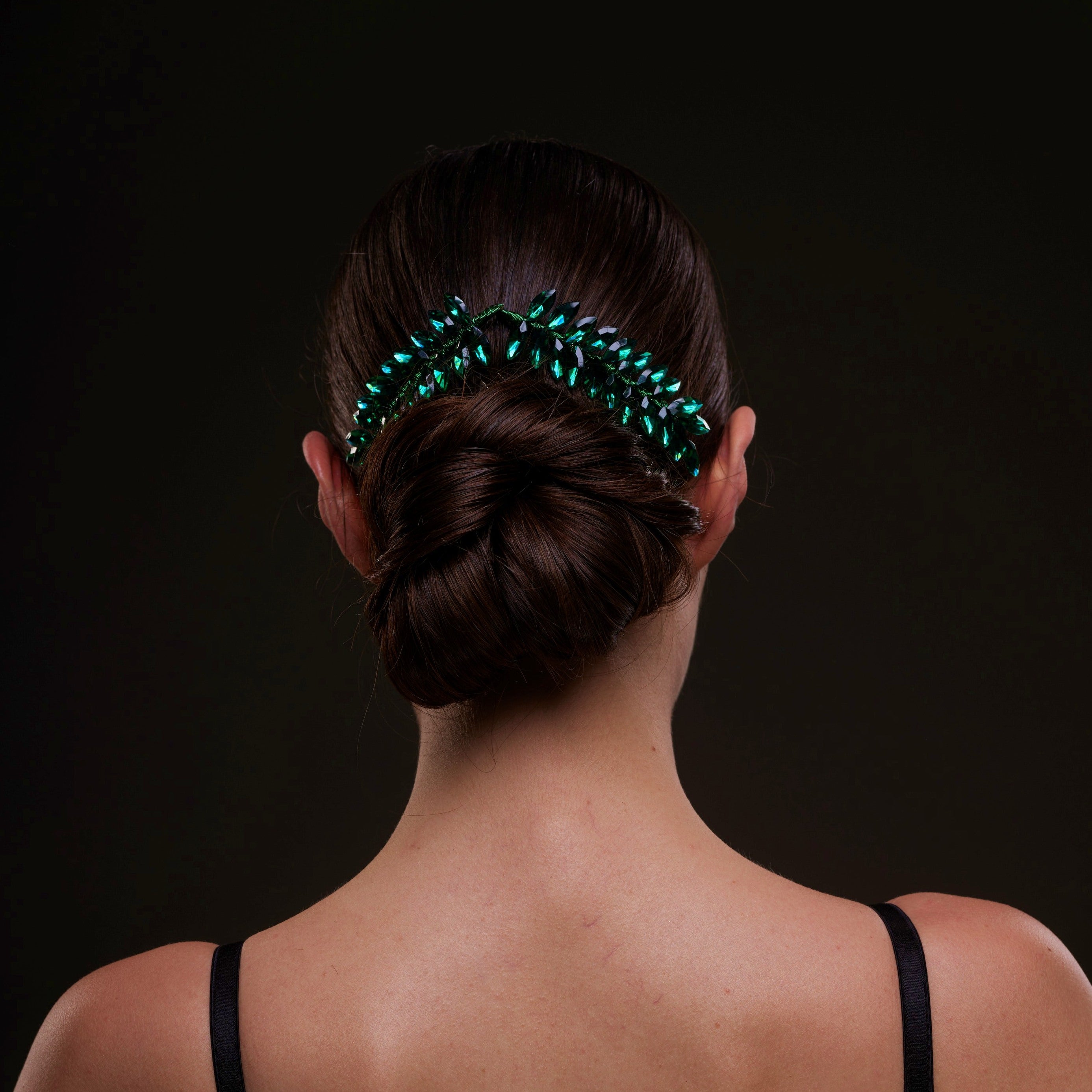 Emerald Green Crystal Leaf Hair Comb Set by Bridal Port
