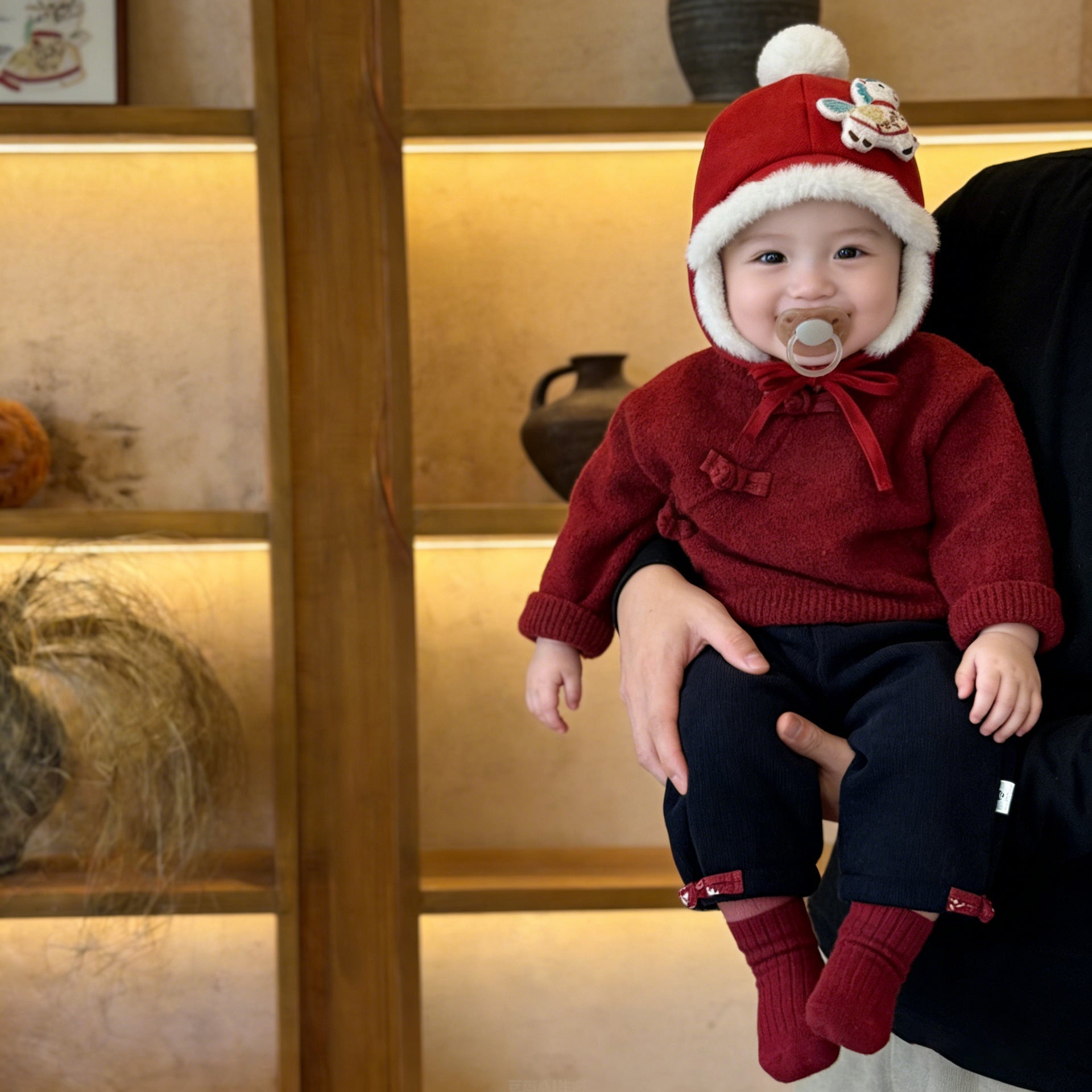 Thickened Chinese-style Buttoned Collar Knitted Sweater by Baby Joy
