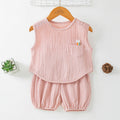 Summer Pure Cotton Yarn T-Shirt And Thin Childrens Shorts Two-Piece Set by Baby Joy