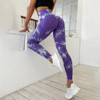 Women's Seamless Tie-Dye Yoga Pants – Knitted High-Waist Leggings by FitiqueFit