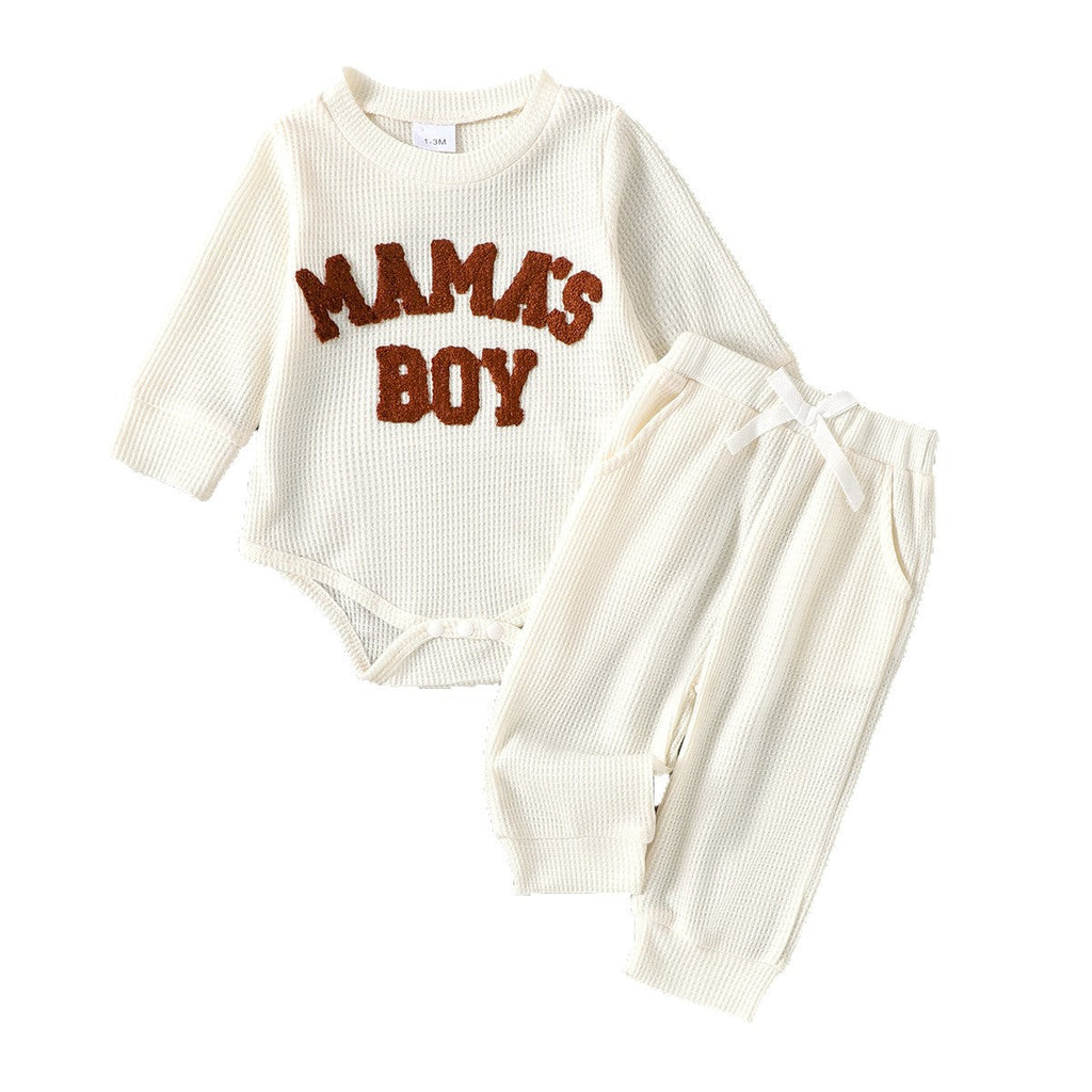 Two-piece Set For Baby Boys Apricot-colored Long-sleeve Bodysuit And Long Pants by Baby Joy