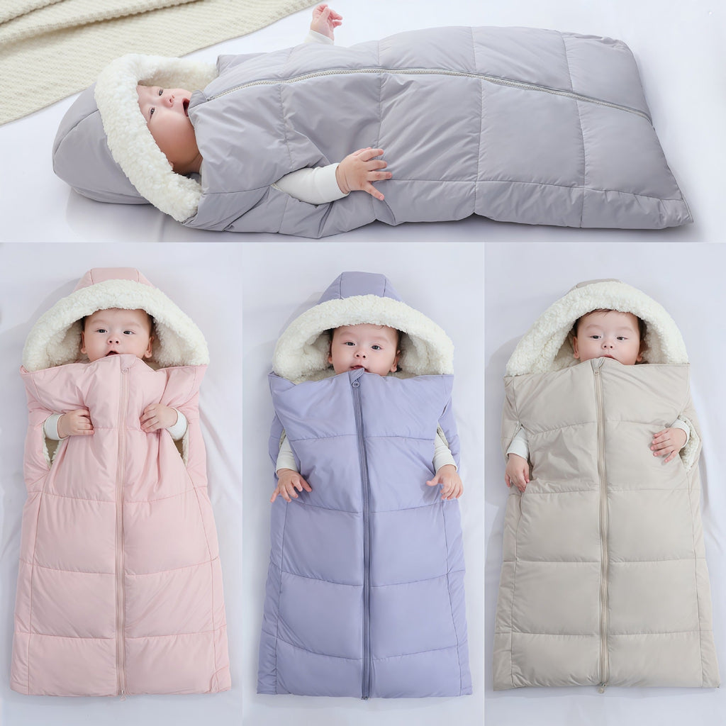 Autumn And Winter Warm Thickened Hooded Newborn Swaddle by Baby Joy