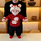 Red Thickened Warm Childrens Sweater Coat by Baby Joy