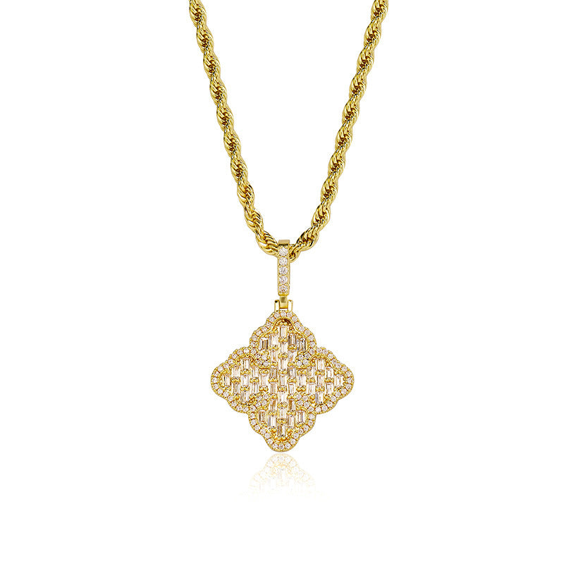 Full-diamond zircon four-leaf clover necklace by nowadaysfashion