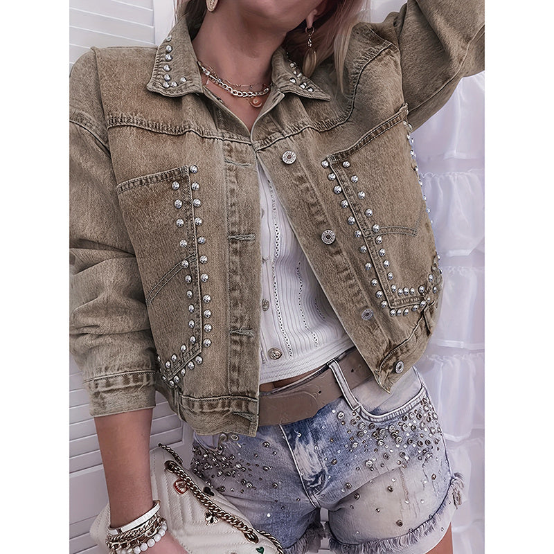 Women’s Studded Denim Jacket by FitiqueFit